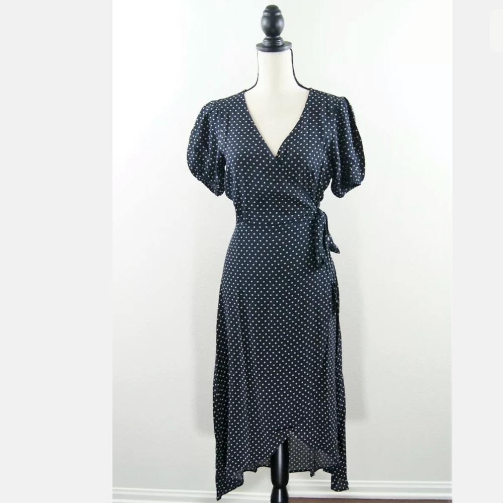 ❌SOLD❌New Sanctuary Polka Dot Faux Wrap Midi Dress